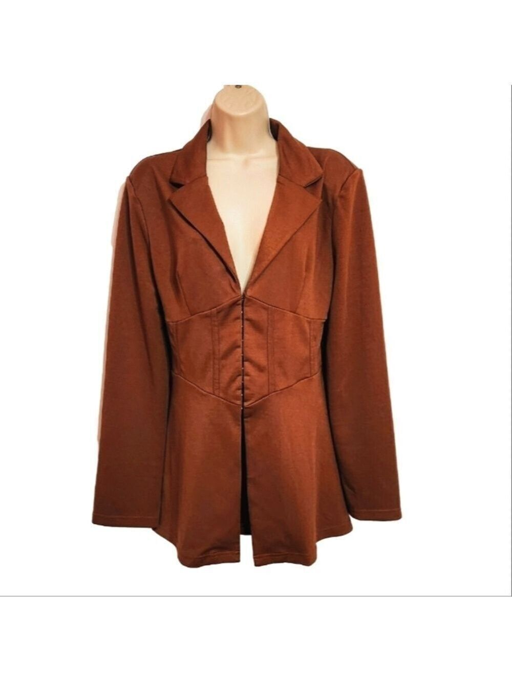 Shein Brown Hook And Eye Blazer Jacket Size 8 10
